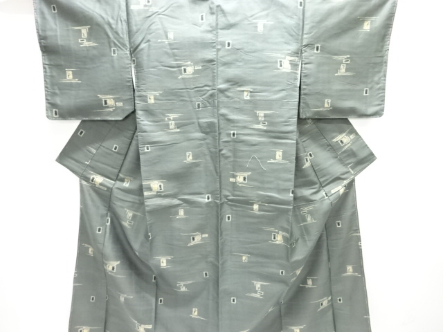 JAPANESE KIMONO / ANTIQUE OMESHI / TAISHO ROMAN STYLE / SILK / MEISEN / WOVEN ABSTRACT